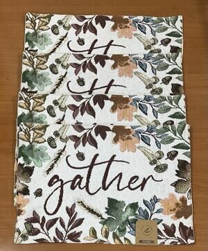 SET OF 4 TAPESTRY PLACEMATS 13”x18" “GATHER” Fall Decor Thanksgiving Autumn